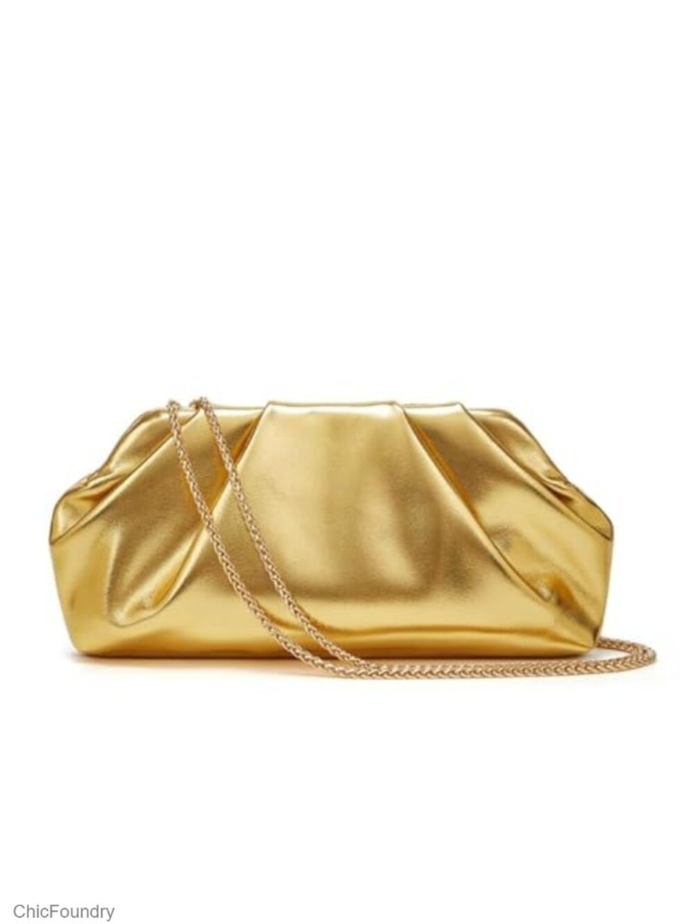 Pleated PU Leather Clutch with Detachable Chain Strap for Evening